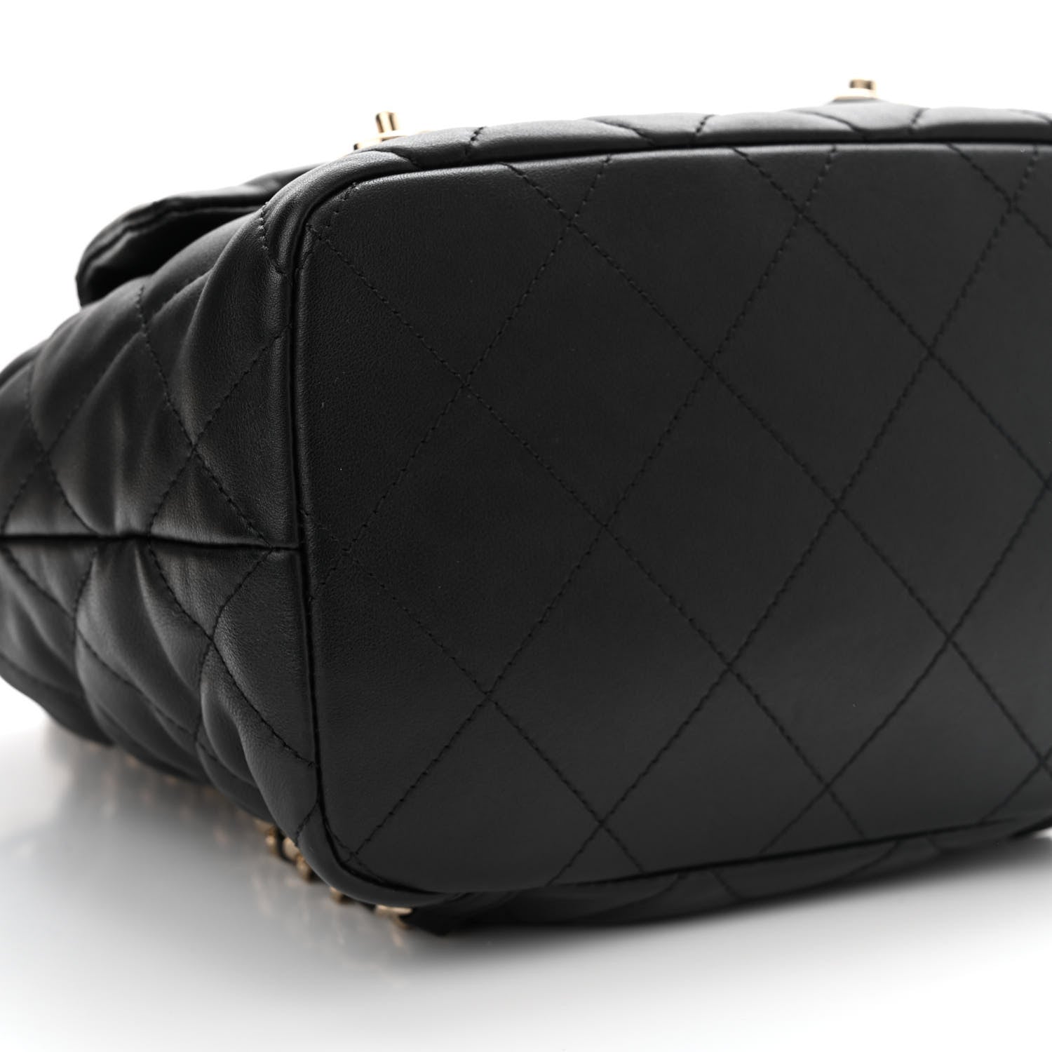 Chanel Calfskin Quilted Double Pocket Drawstring Backpack Black 9 of 11