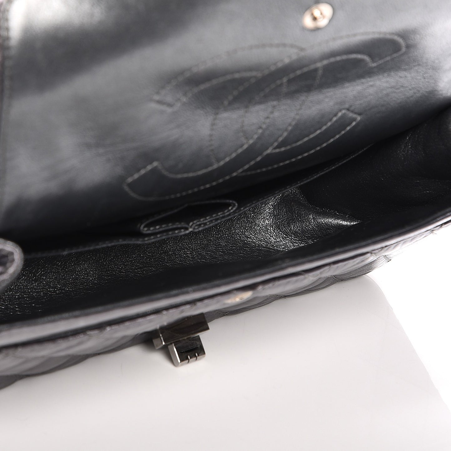 Metallic Calfskin Quilted 2.55 Reissue 225 Flap Dark Silver