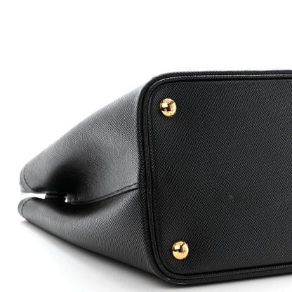 Prada Saffiano Cuir Small Double Bag Black Fuoco 11 of 14