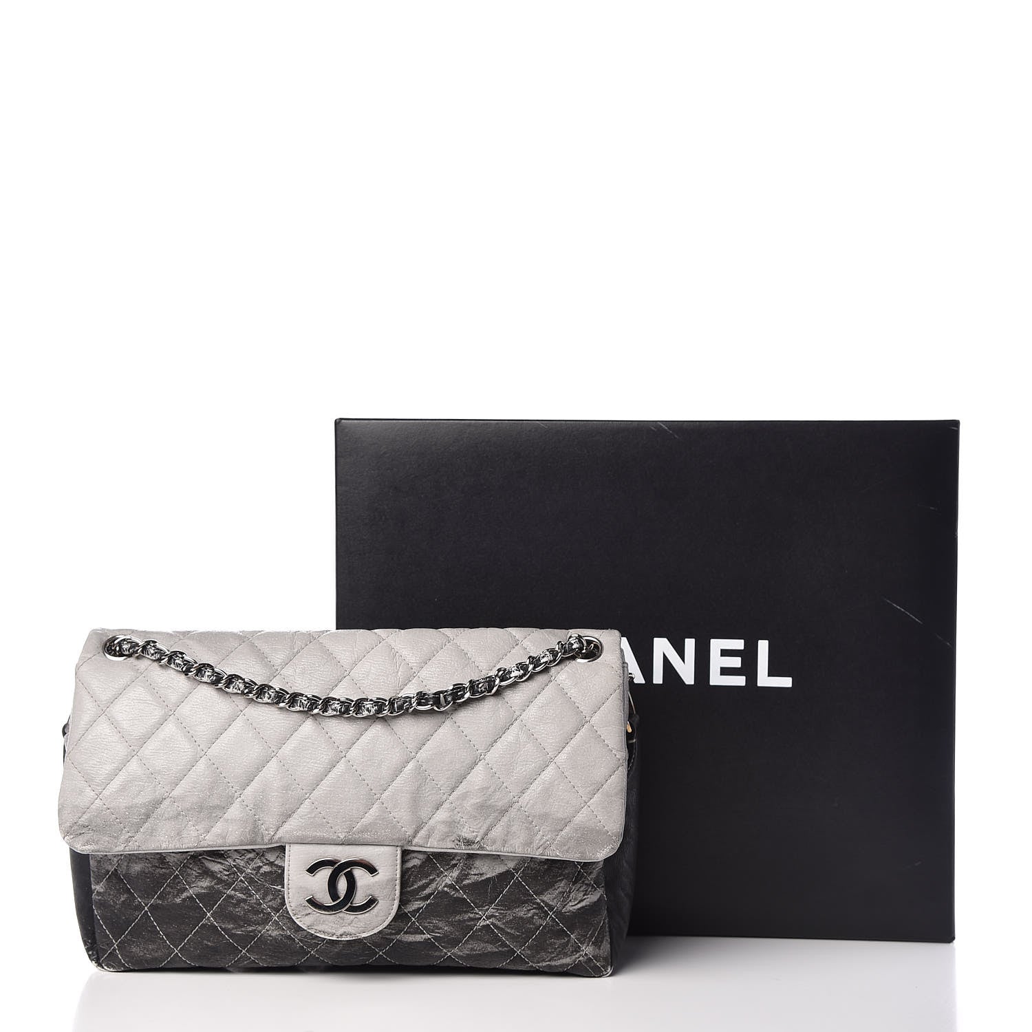 Chanel Vinyl Quilted Jumbo Melrose Degrade Flap Black 15 of 15