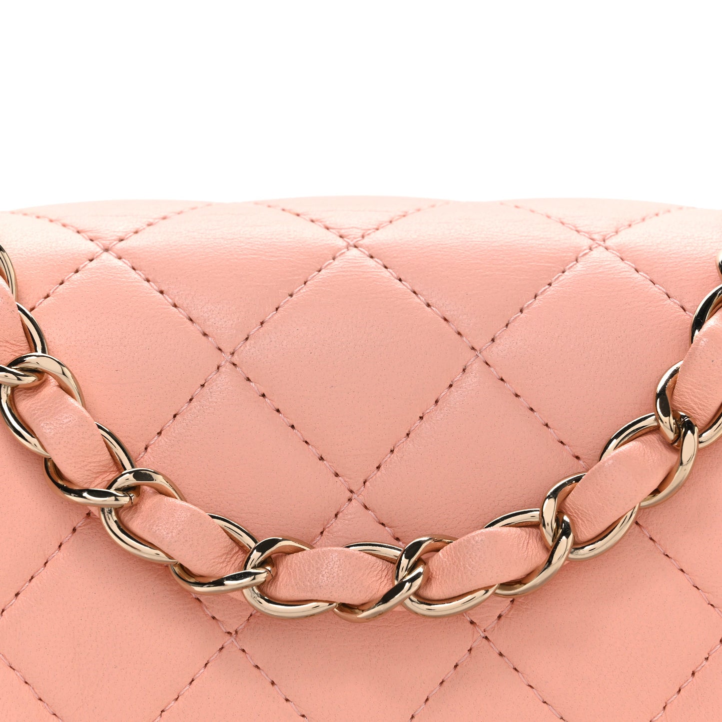 Lambskin Quilted Mini Rectangular Flap Light Pink