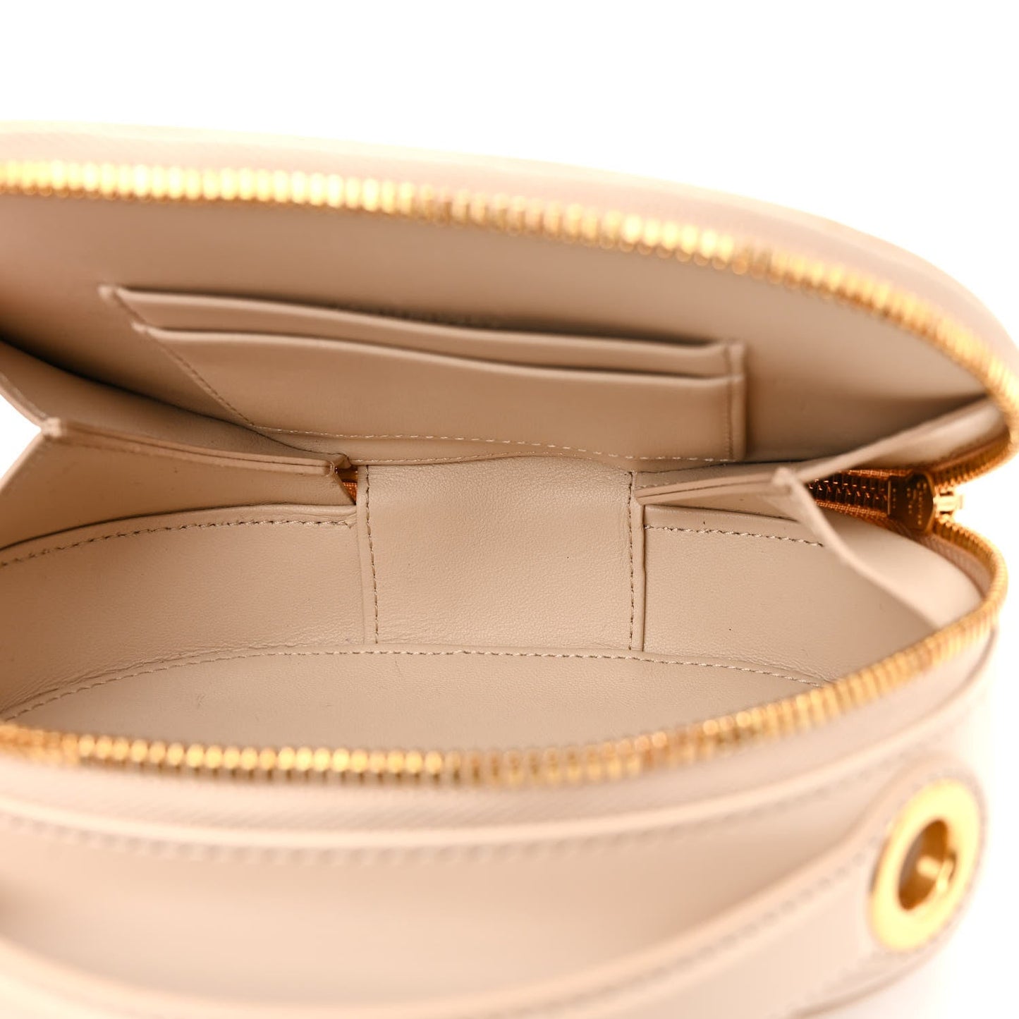 Calfskin CD Signature Oval Crossbody Camera Bag Caramel Beige