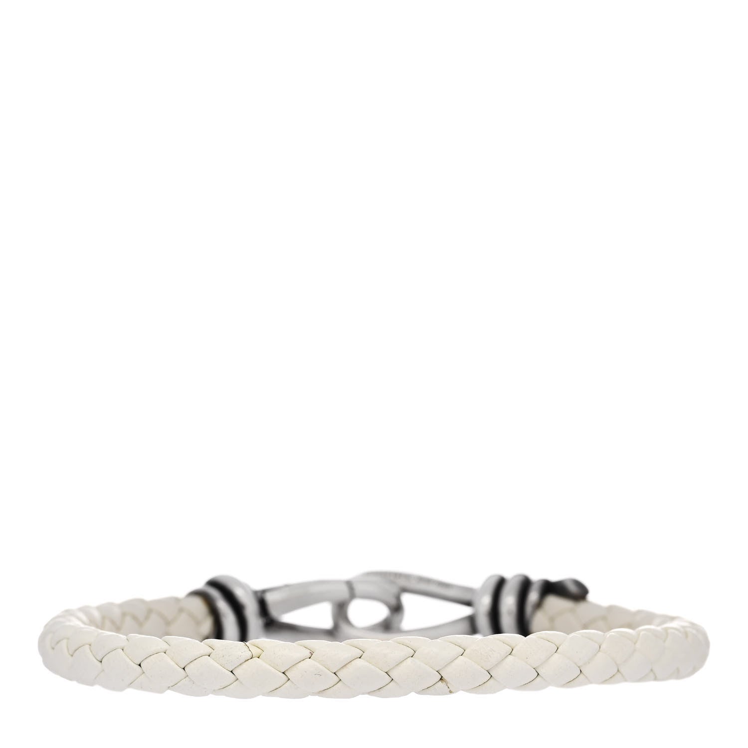 Tiffany Sterling Silver Leather Paloma Picasso Knot Single Braid Bracelet White 2 of 4