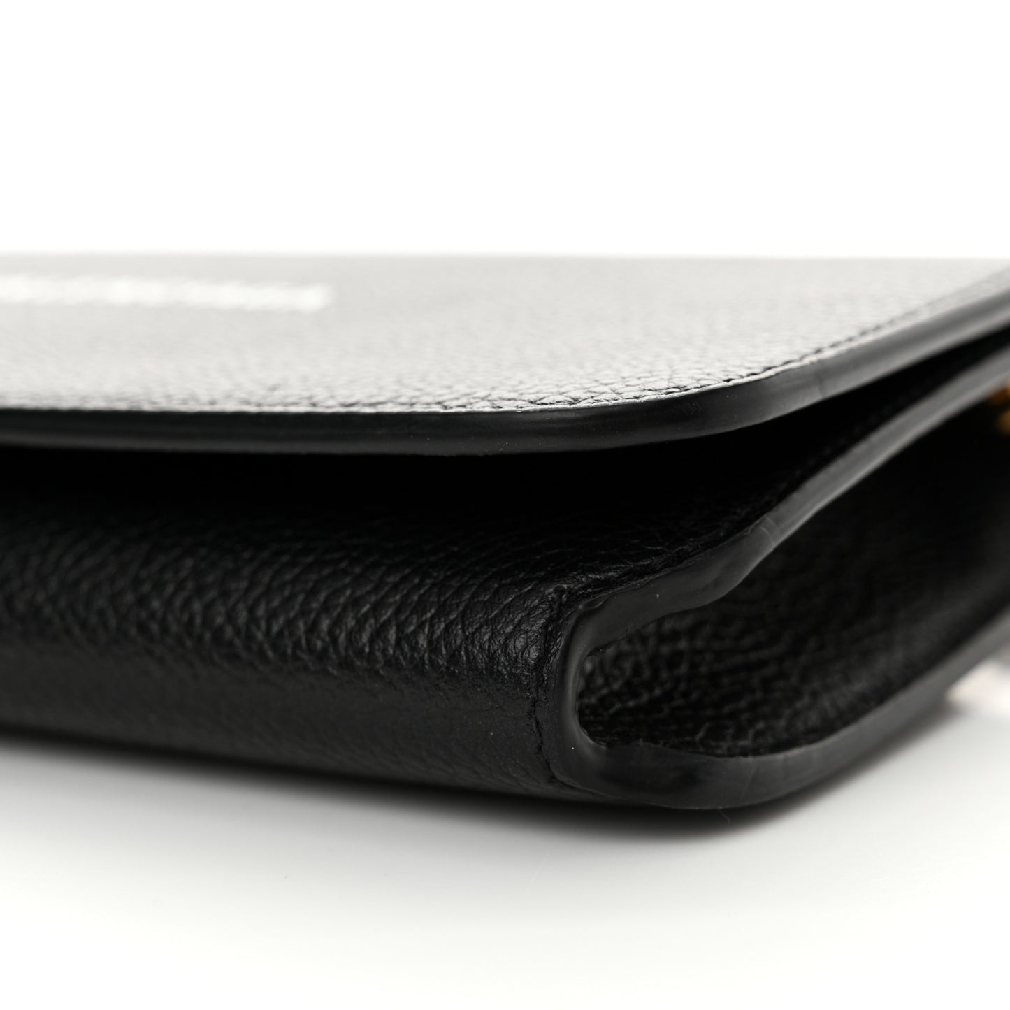 Grained Calfskin Logo Cash Phone Holder Wallet On Chain Black White
