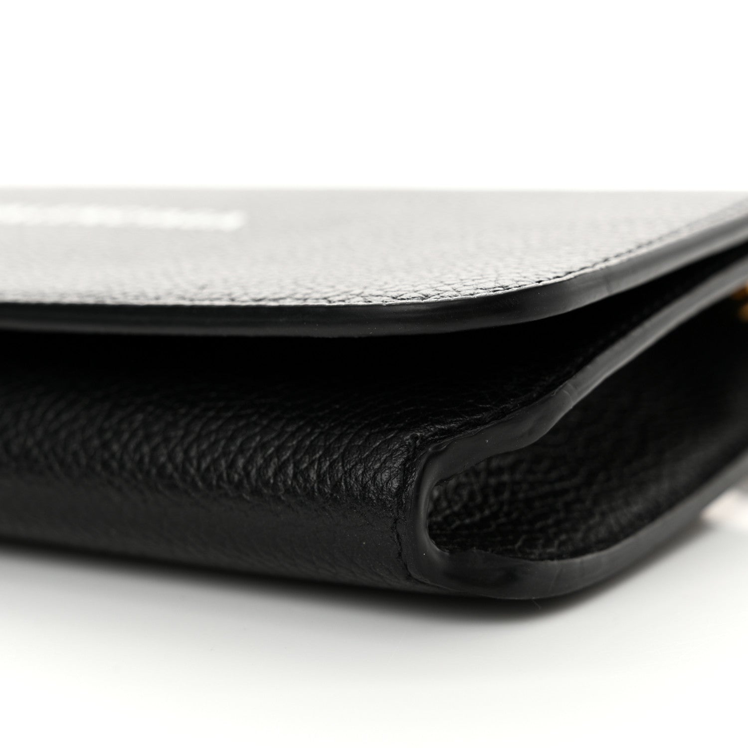 Balenciaga Grained Calfskin Logo Cash Phone Holder Wallet On Chain Black White 10 of 11