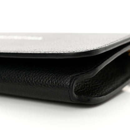 Balenciaga Grained Calfskin Logo Cash Phone Holder Wallet On Chain Black White 10 of 11