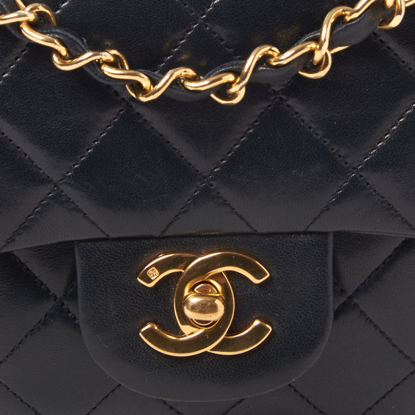 Lambskin Quilted Small Double Flap Black