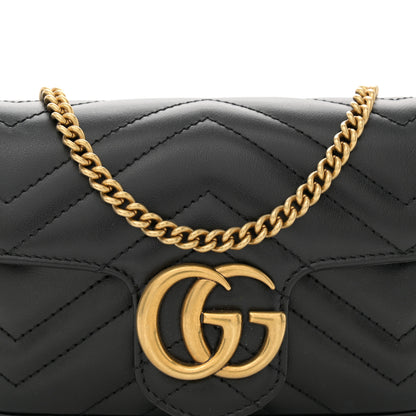 Gucci Calfskin Matelasse Super Mini GG Marmont Shoulder Bag Black 8 of 10