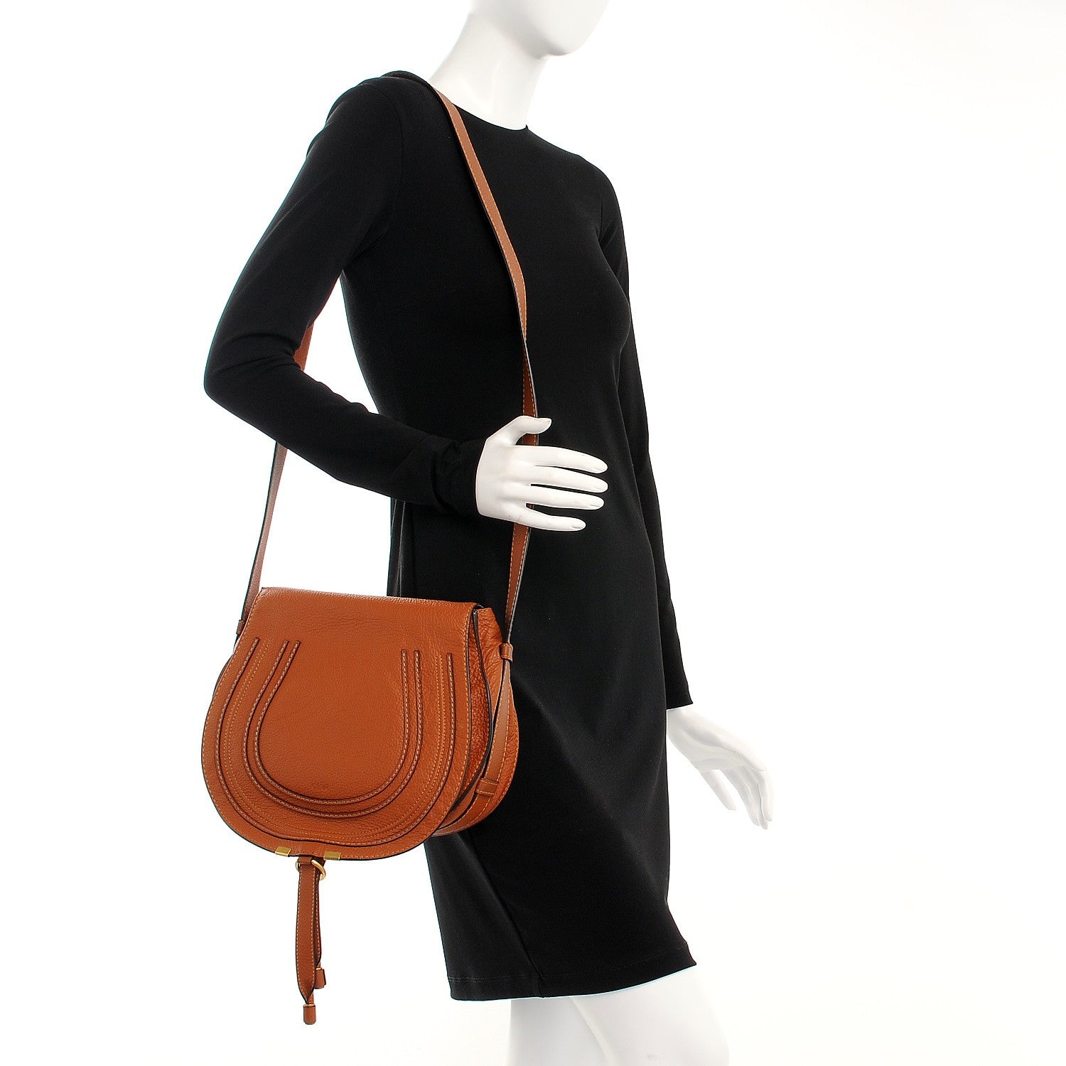 Chloe Calfskin Medium Marcie Round Crossbody Bag Tan 2 of 7