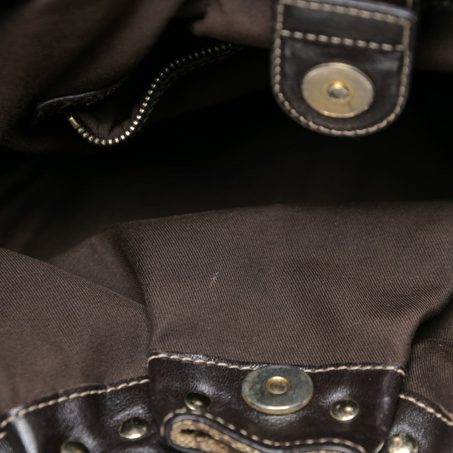 Monogram Studded Pelham Tote Dark Brown