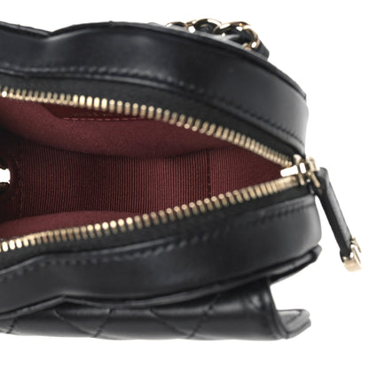 Chanel Lambskin Quilted CC In Love Heart Waist Belt Bag With Chain Black 5 of 9