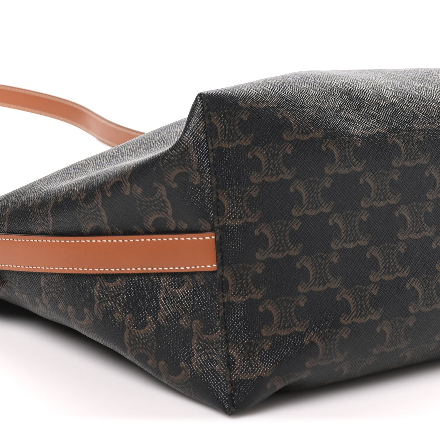 Celine Triomphe Canvas Calfskin Shopper Tote Tan 9 of 10