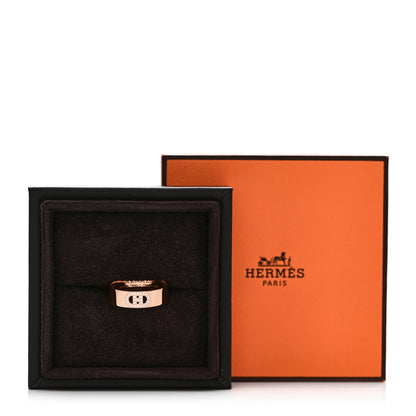 Hermes 18K Rose Gold Diamond PM H D'Ancre Ring 56 7.75 5 of 5