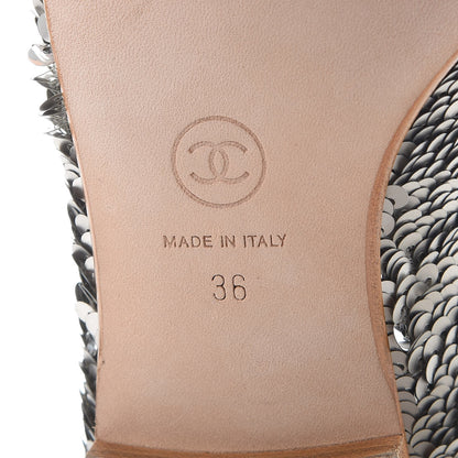 Chanel Sequin CC Loafers 36 Silver 7 of 10