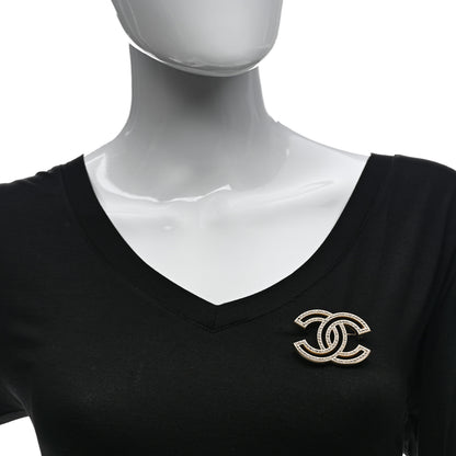 Chanel Crystal CC Brooch Light Gold 2 of 5