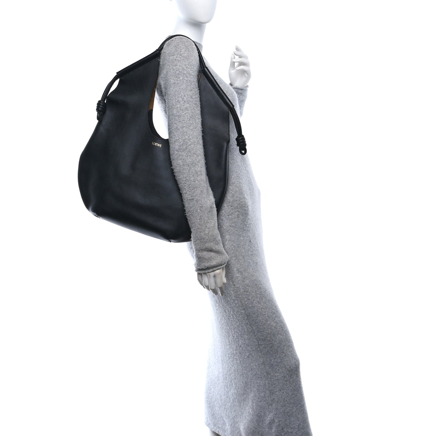 Shiny Nappa Calfskin Paseo Shoulder Bag Black