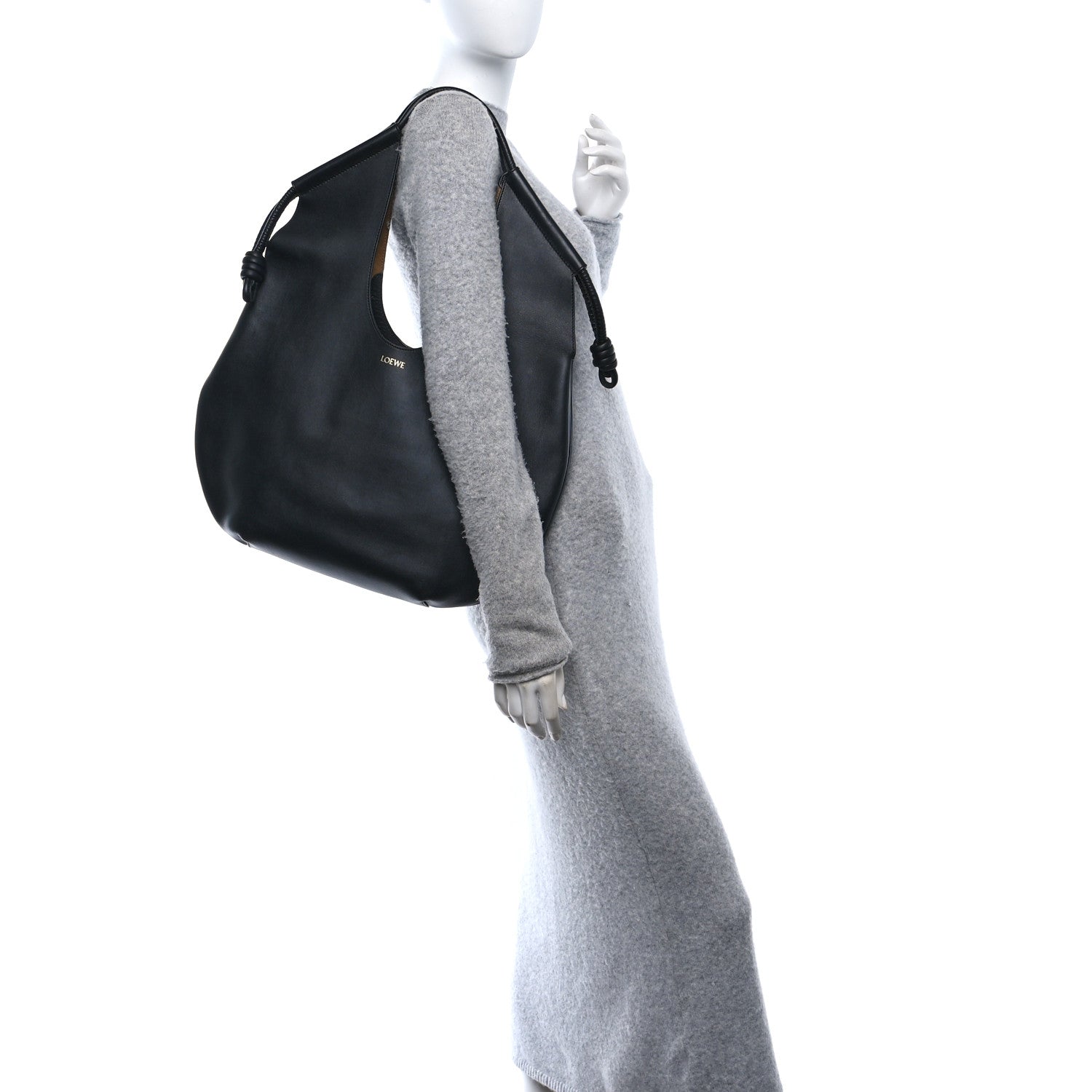 Loewe Shiny Nappa Calfskin Paseo Shoulder Bag Black 2 of 9
