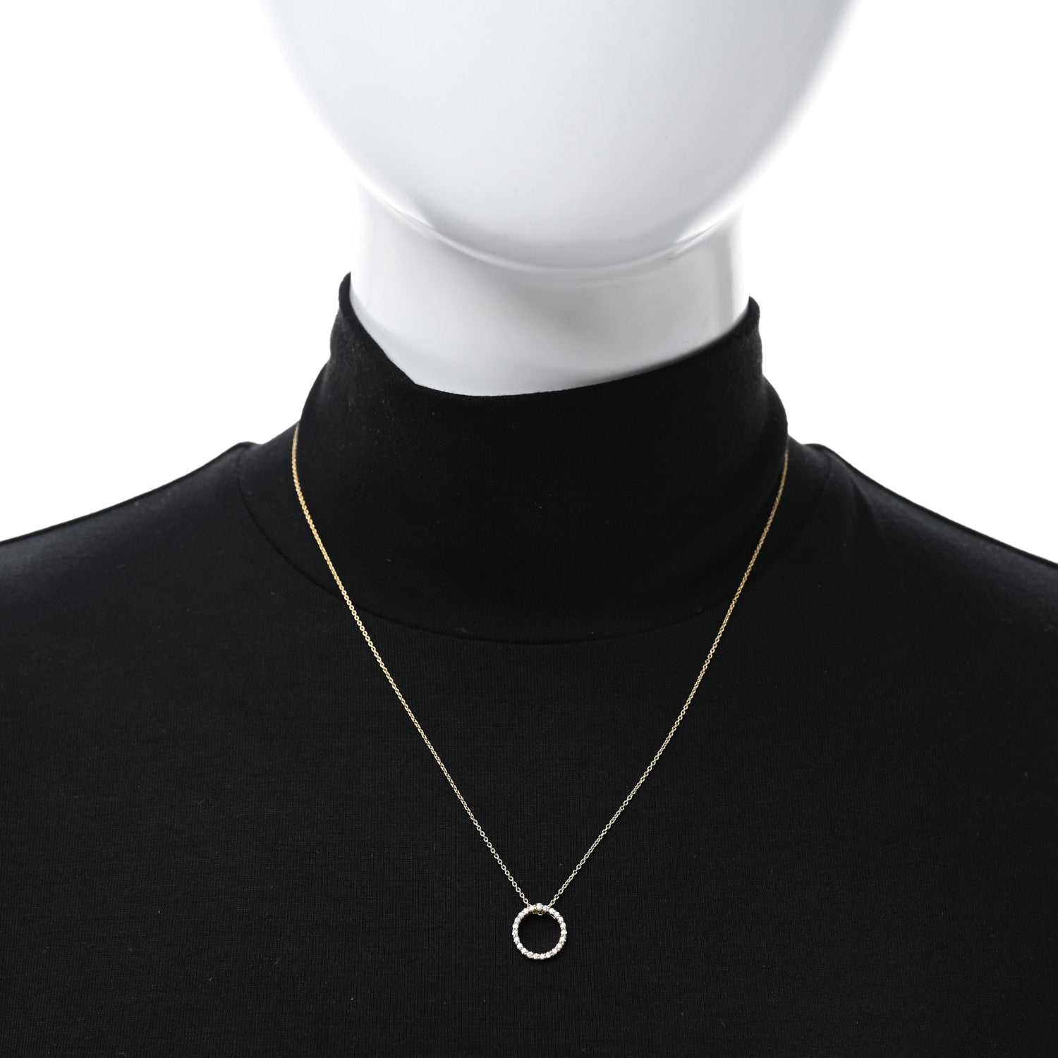 Roberto Coin 18K Yellow Gold Diamond Tiny Treasures .09ctw Circle Pendant Necklace 3 of 5