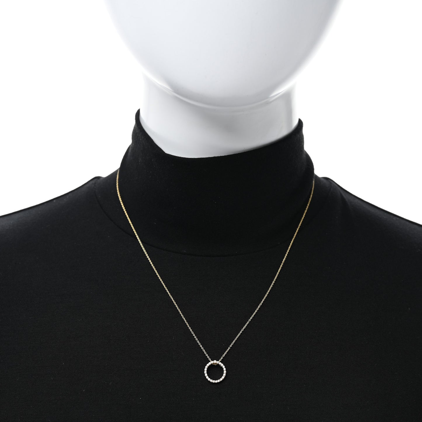18K Yellow Gold Diamond Tiny Treasures .09ctw Circle Pendant Necklace