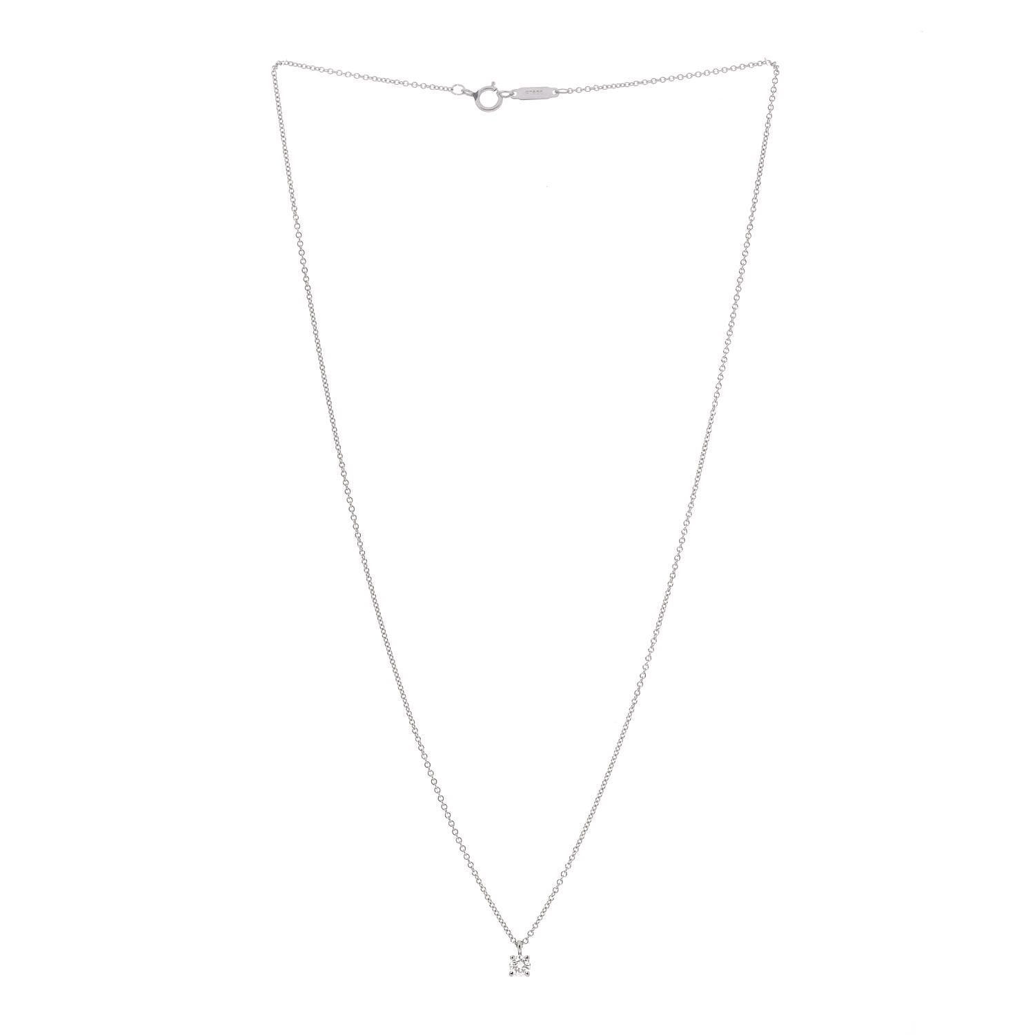 Tiffany Platinum Diamond .20ct Solitaire Pendant Necklace 3 of 5