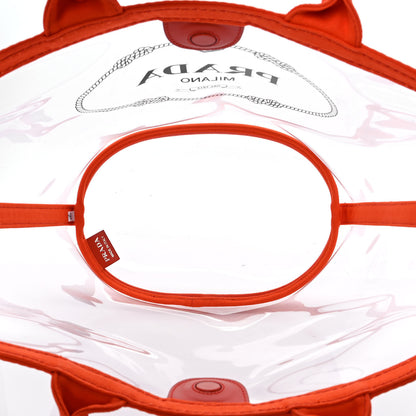 Prada Plexiglass Canapa Small Shopper Tote Arancio 5 of 8
