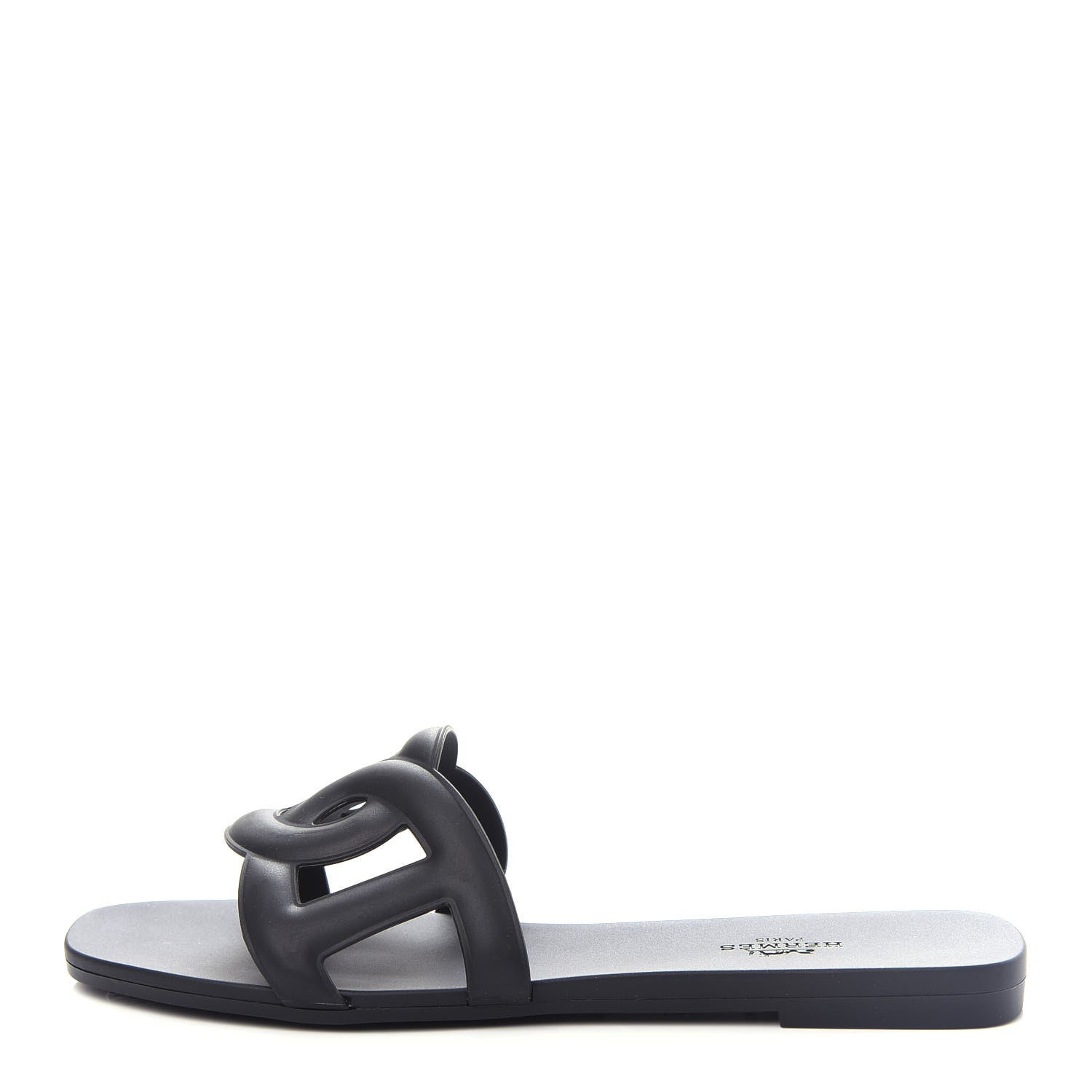 Hermes Rubber Aloha Sandals 37 Black 1 of 11