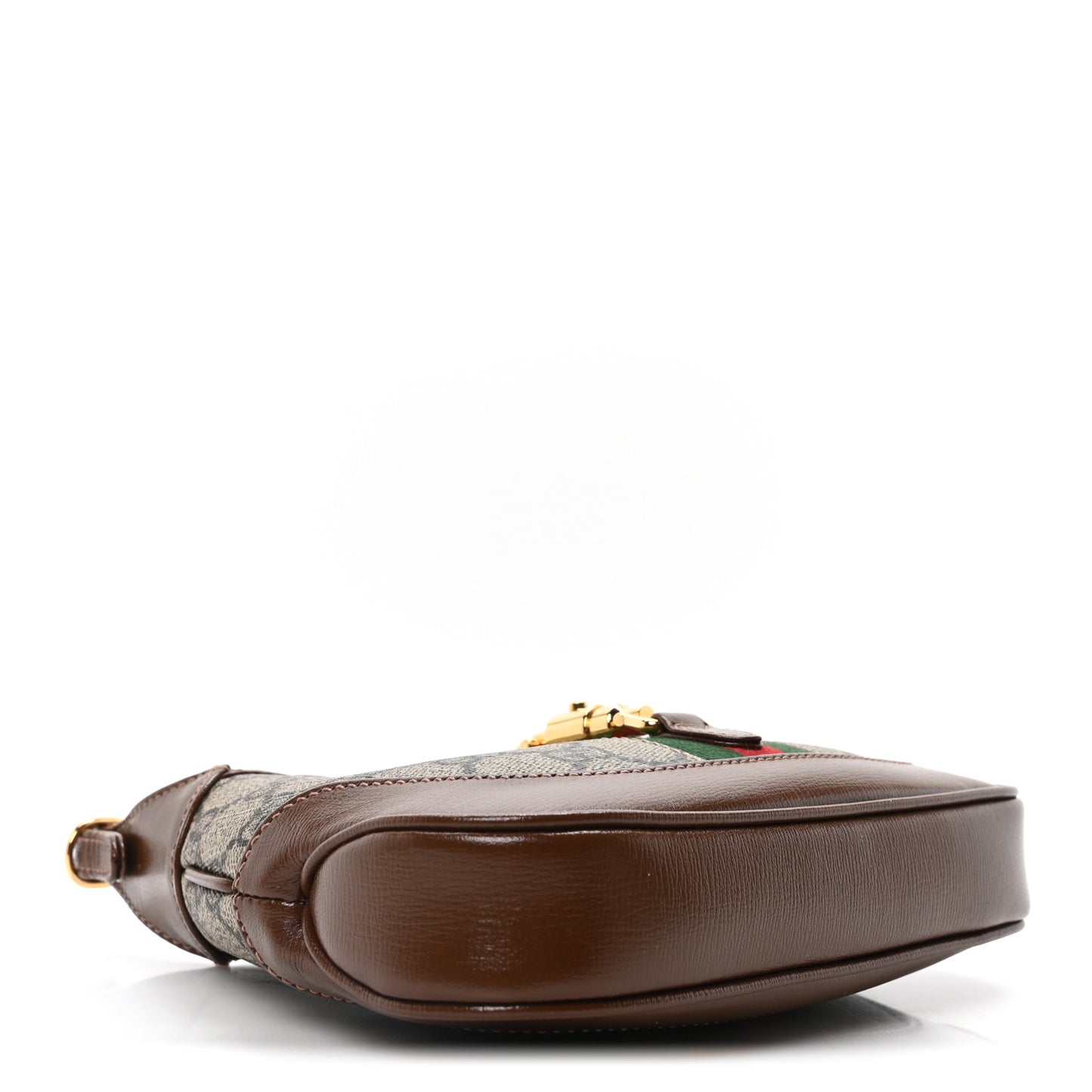 GG Supreme Monogram Azalea Calfskin Web Mini Jackie 1961 Hobo Beige Ebony Brown Sugar
