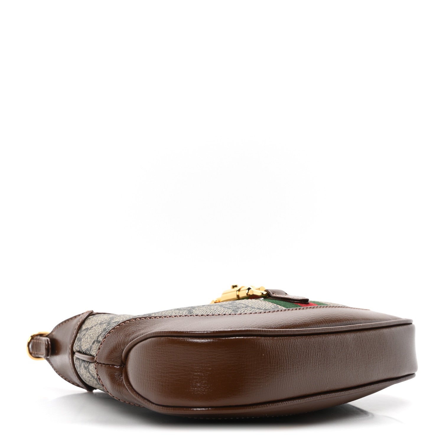 Gucci GG Supreme Monogram Azalea Calfskin Web Mini Jackie 1961 Hobo Beige Ebony Brown Sugar 4 of 10