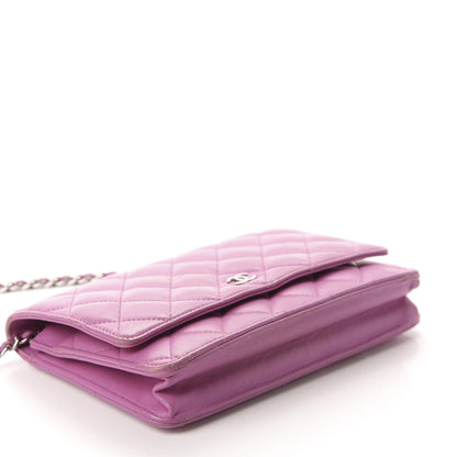 Chanel Lambskin Quilted Wallet On Chain WOC Purple 5 of 16