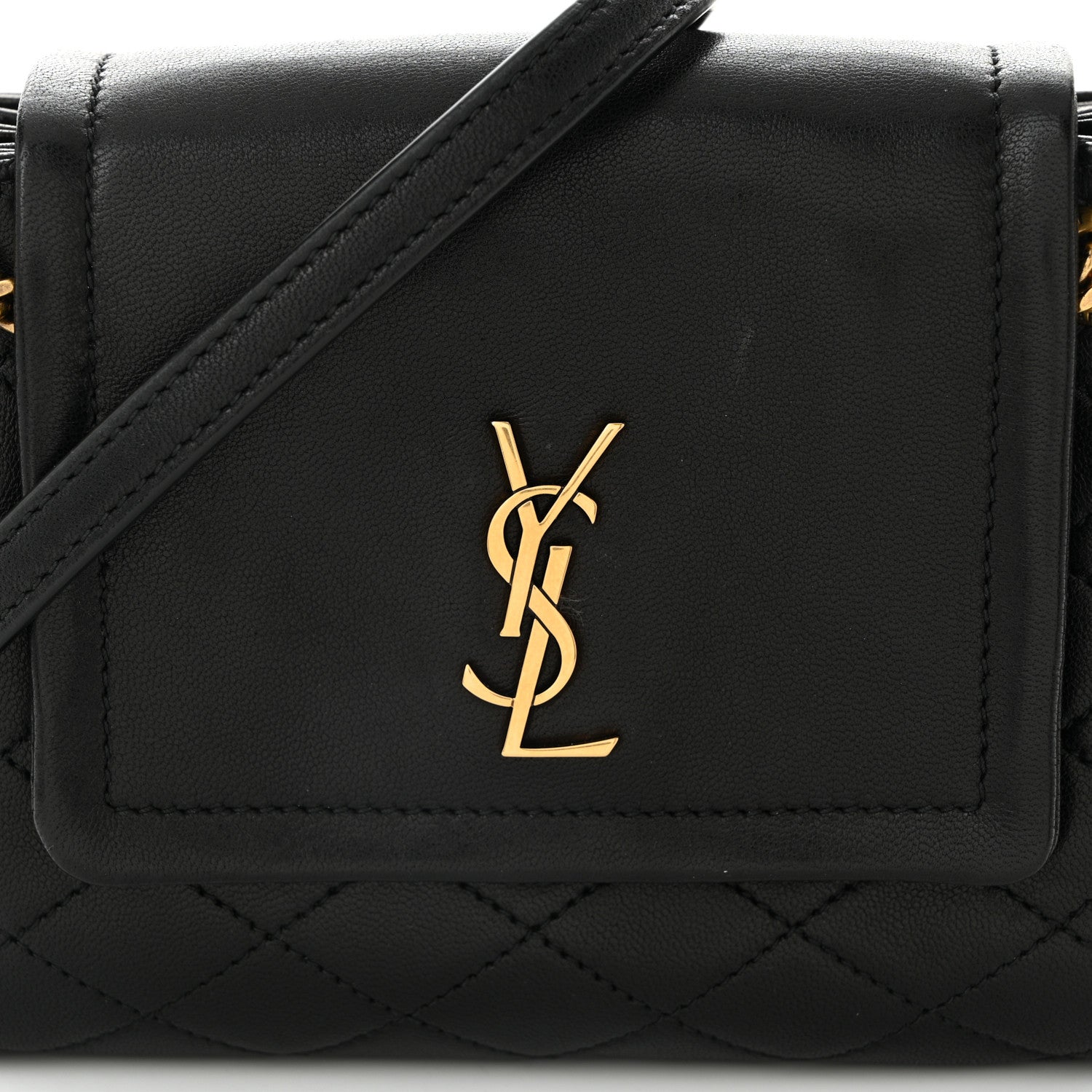 Saint Laurent Lambskin Quilted Monogram Mini Nolita Black 7 of 12