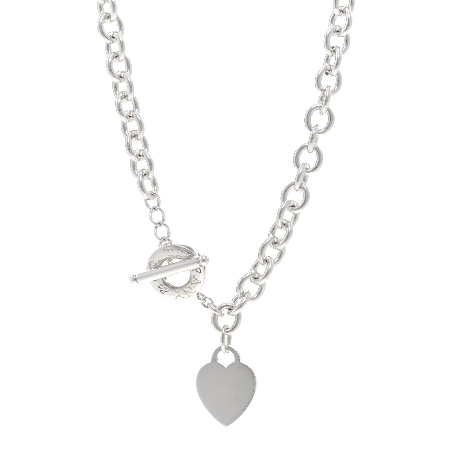 Sterling Silver Heart Tag Toggle Necklace