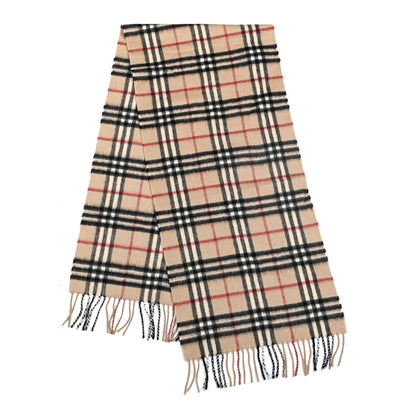 Burberry Cashmere Nova Check Fringe Scarf Camel 2 of 5