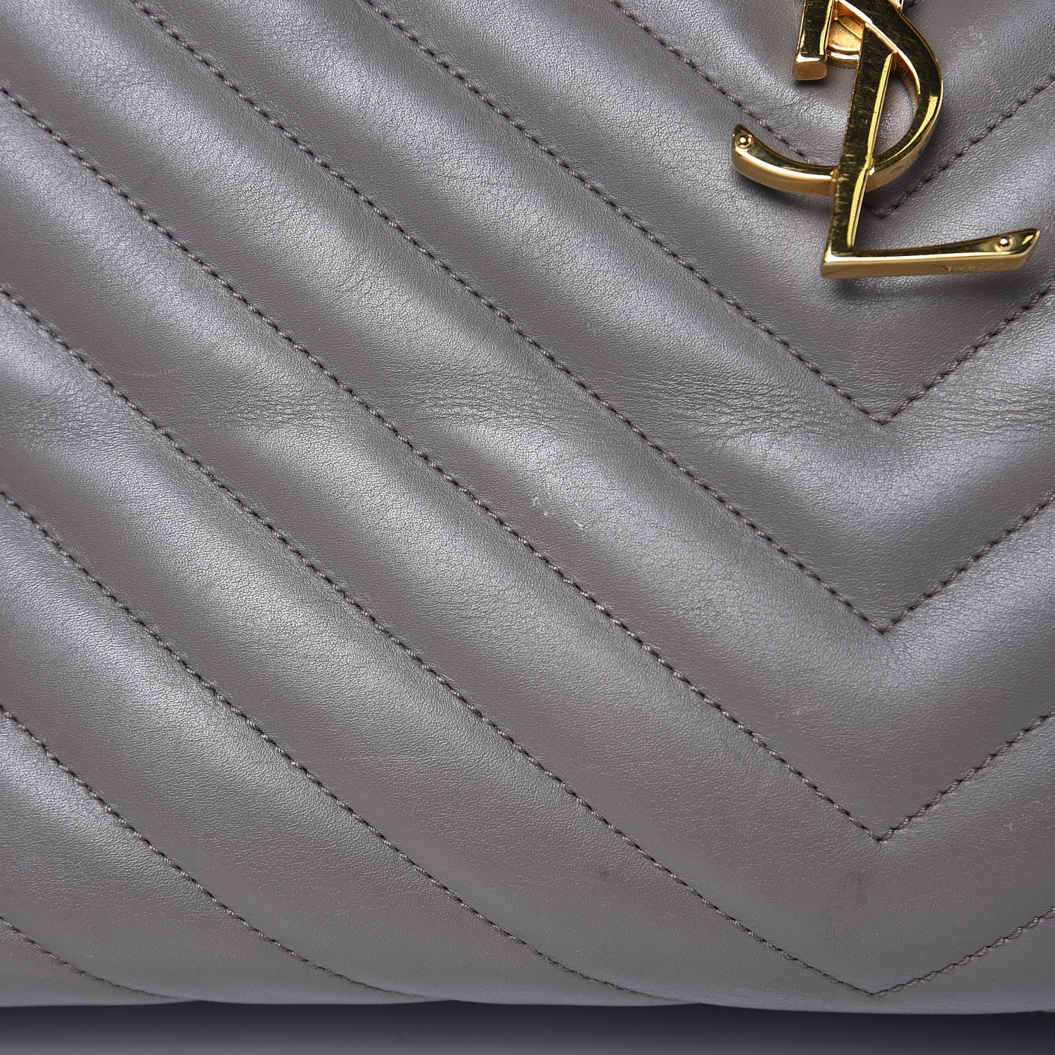 Saint Laurent Smooth Calfskin Matelasse Chevron Large Monogram Shopping Bag Grey 18 of 18