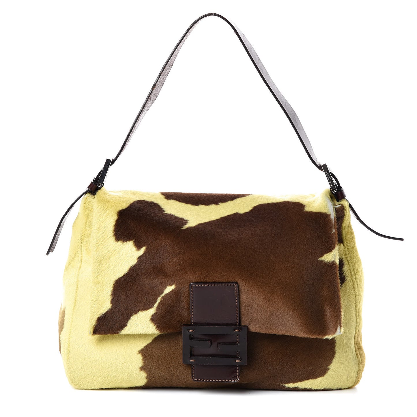 Calf Hair Mama Baguette Yellow Brown