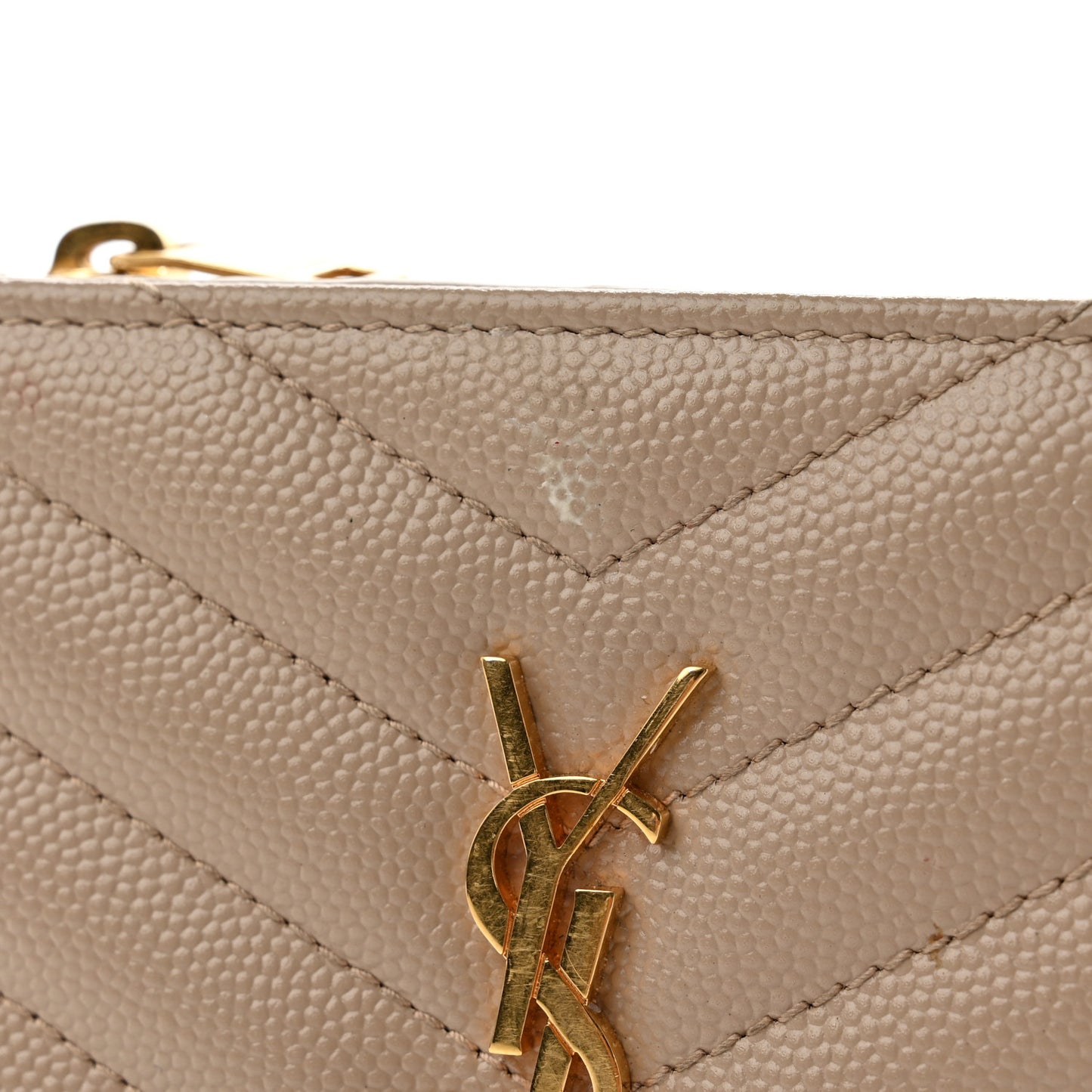 Grain De Poudre Matelasse Chevron Monogram Zipped Card Case Nude Powder