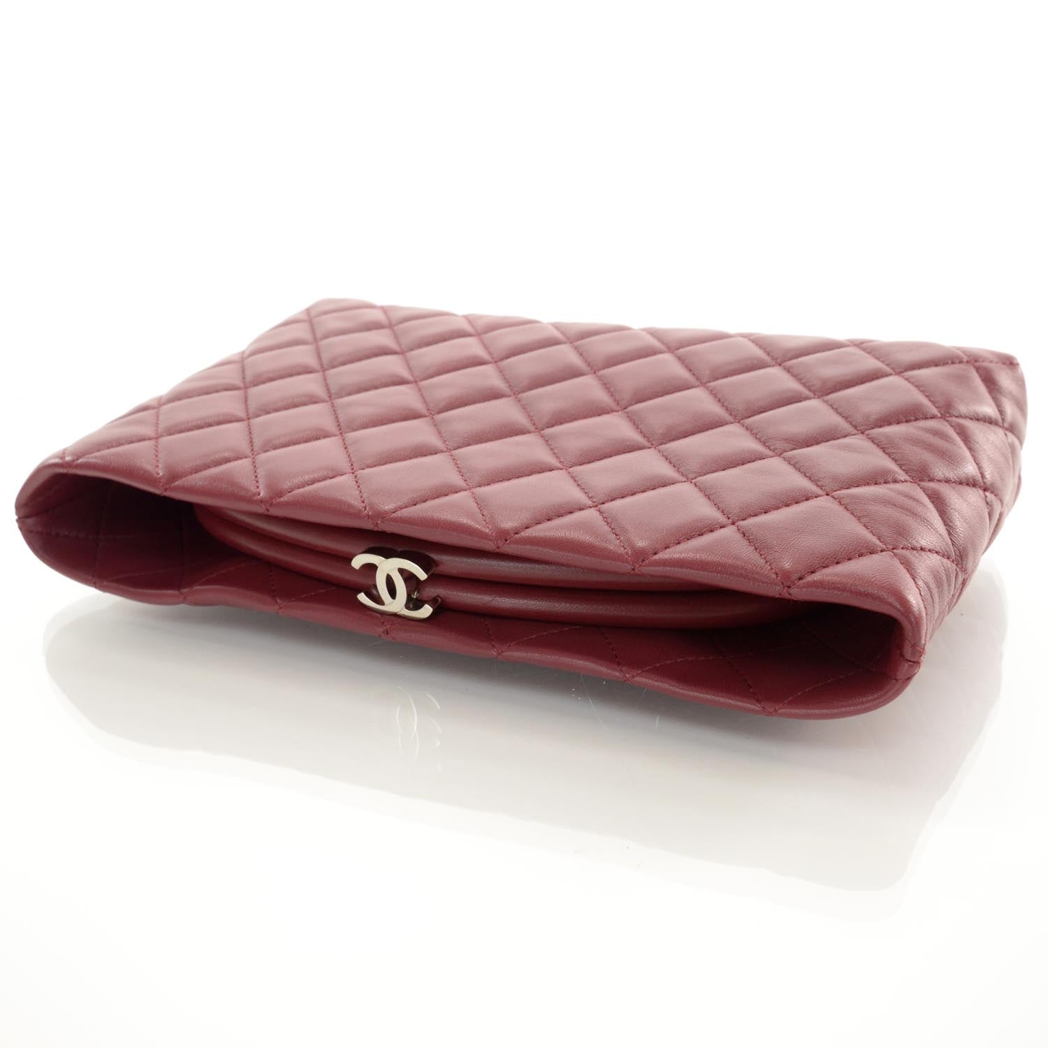 Chanel Lambskin Quilted Clutch Red 3 of 8