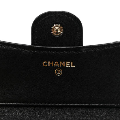 Chanel Lambskin Enamel Quilted Roller Skate Compact Flap Wallet Black 6 of 8