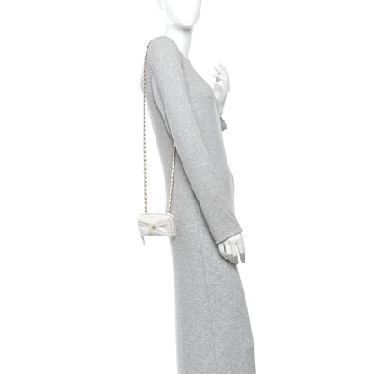 Chanel Tweed Quilted Bow Flap Card Holder On Chain White 2 of 10