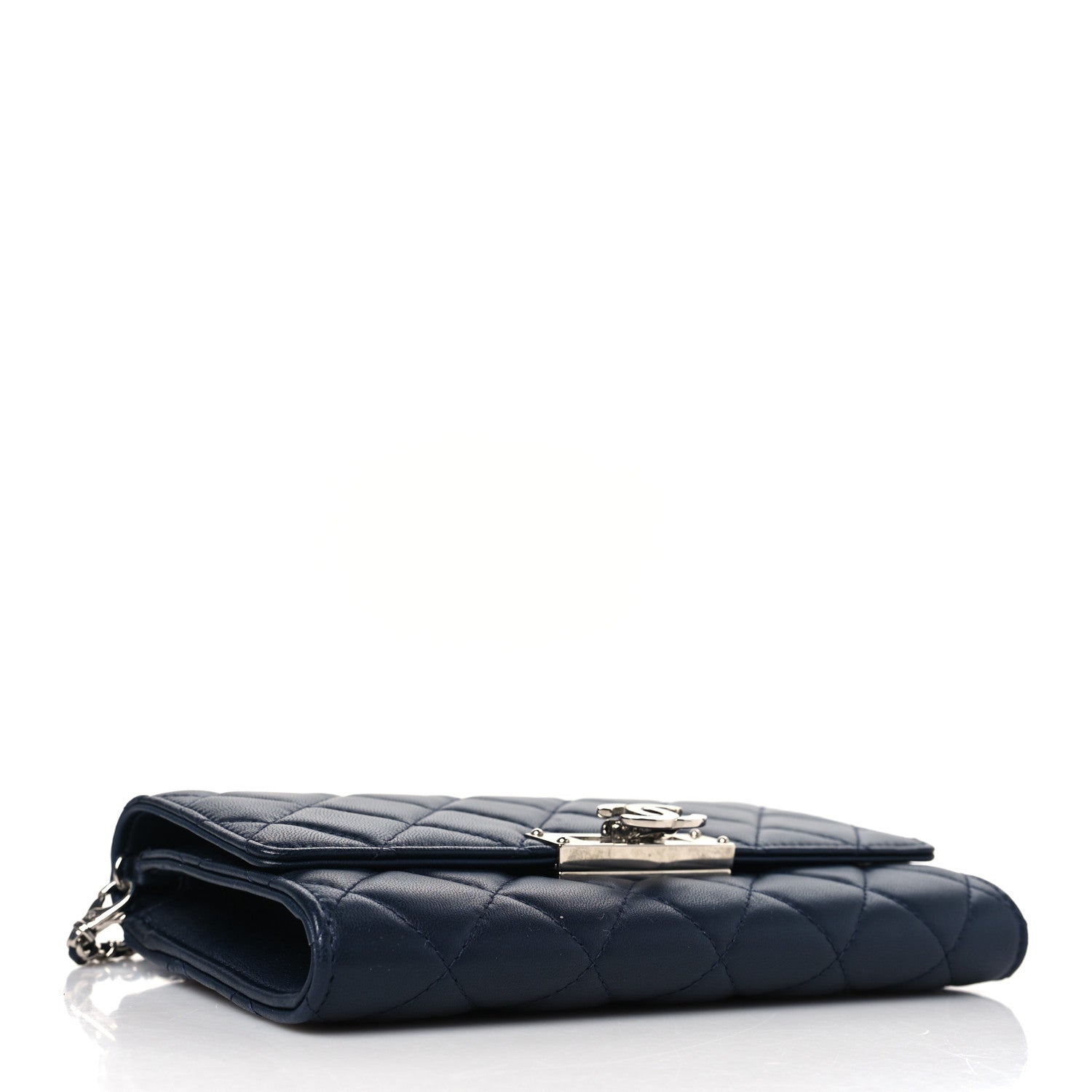Chanel Lambskin Quilted Golden Class Clutch with Chain Navy Blue 5 of 10