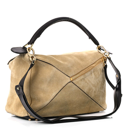 Loewe Suede Medium Puzzle Bag Gold 3 of 17