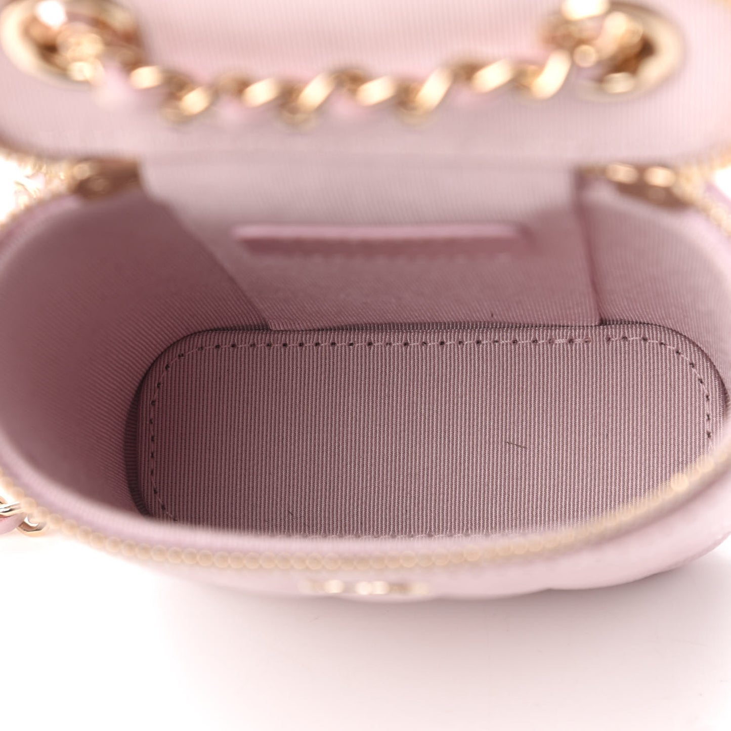 Caviar Quilted Small Vertical Coco Beauty Vanity Case With Chain Light Pink