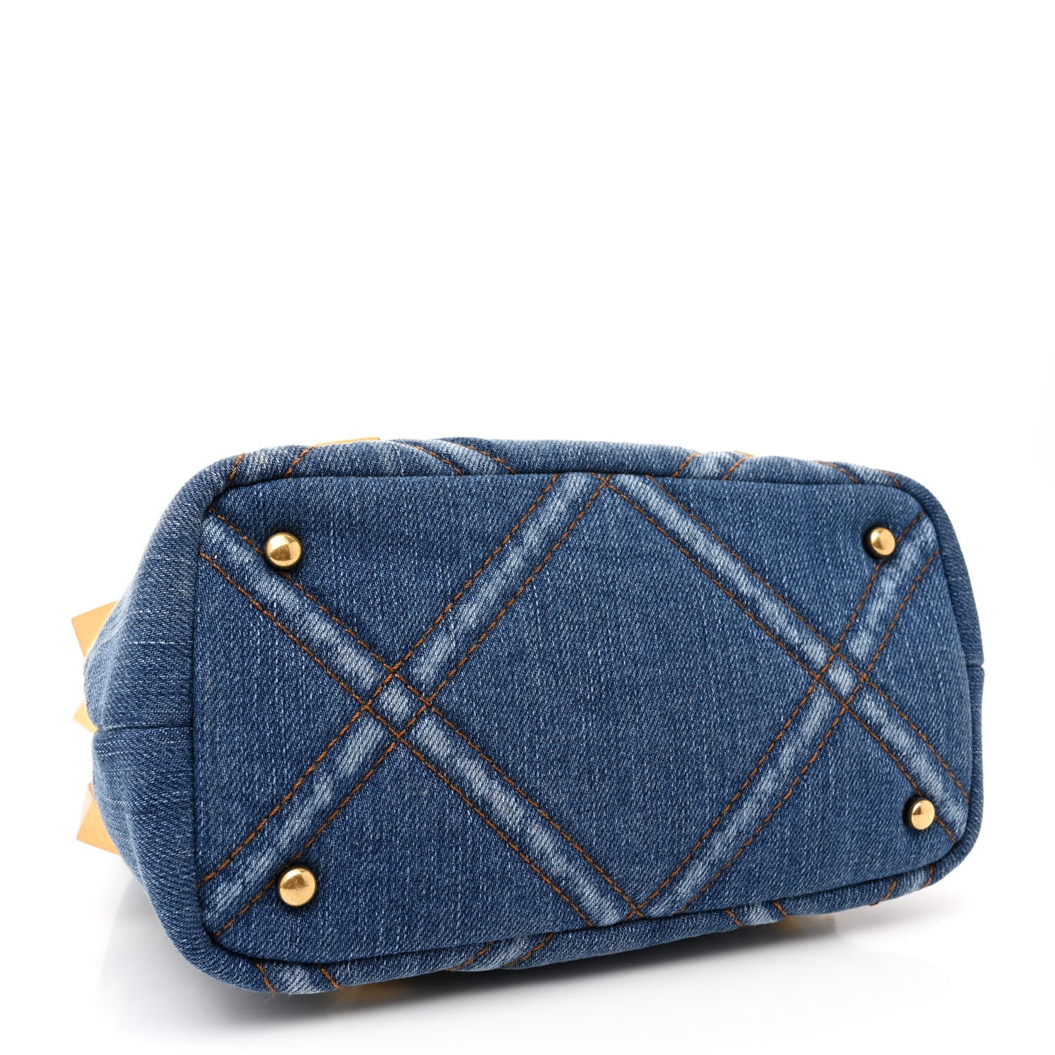 Valentino Garavani Denim Small Roman Stud The Handle Bag Light Denim Selleria 4 of 10