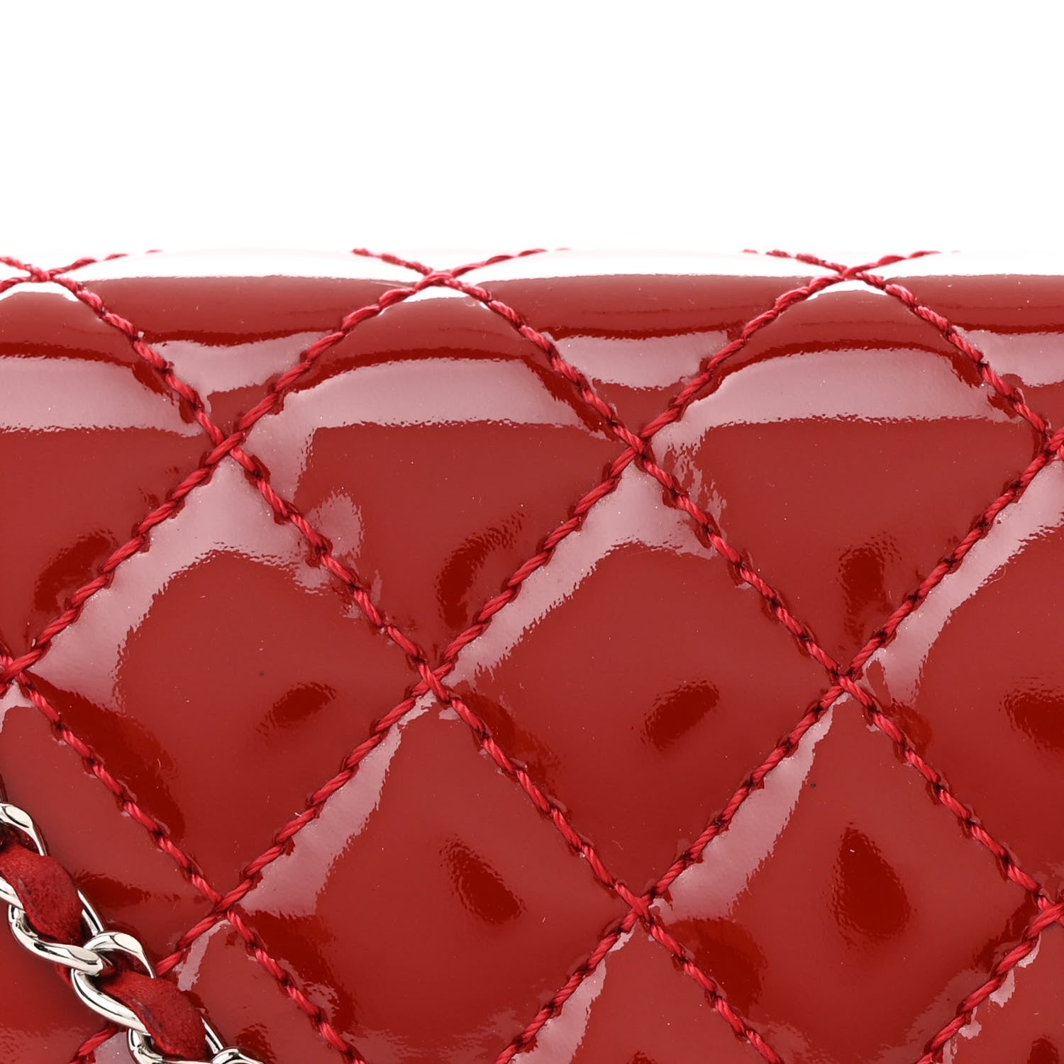 Chanel Patent Calfskin Quilted Brilliant East West Flap Clutch Red 10 of 12