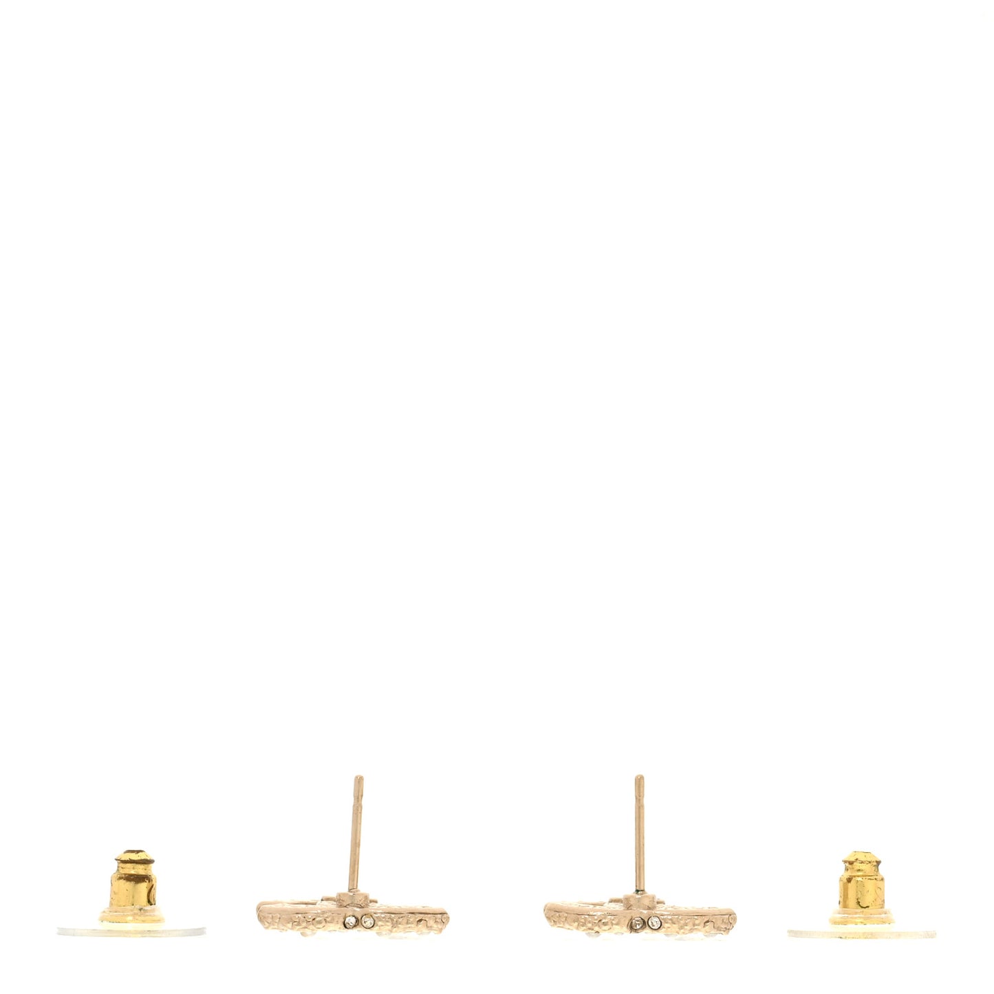 Metal Graduated Pearl Crystal CC Earrings Light Gold