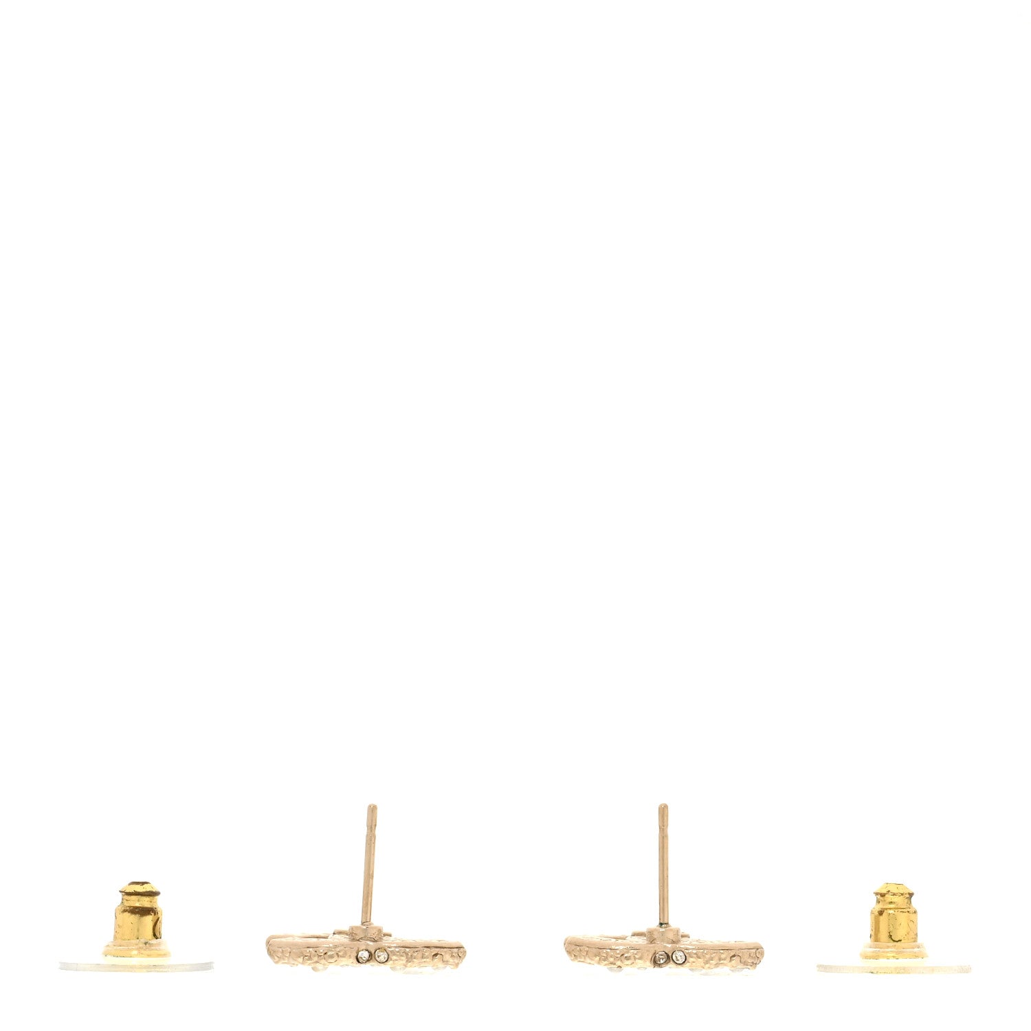 Chanel Metal Graduated Pearl Crystal CC Earrings Light Gold 3 of 5