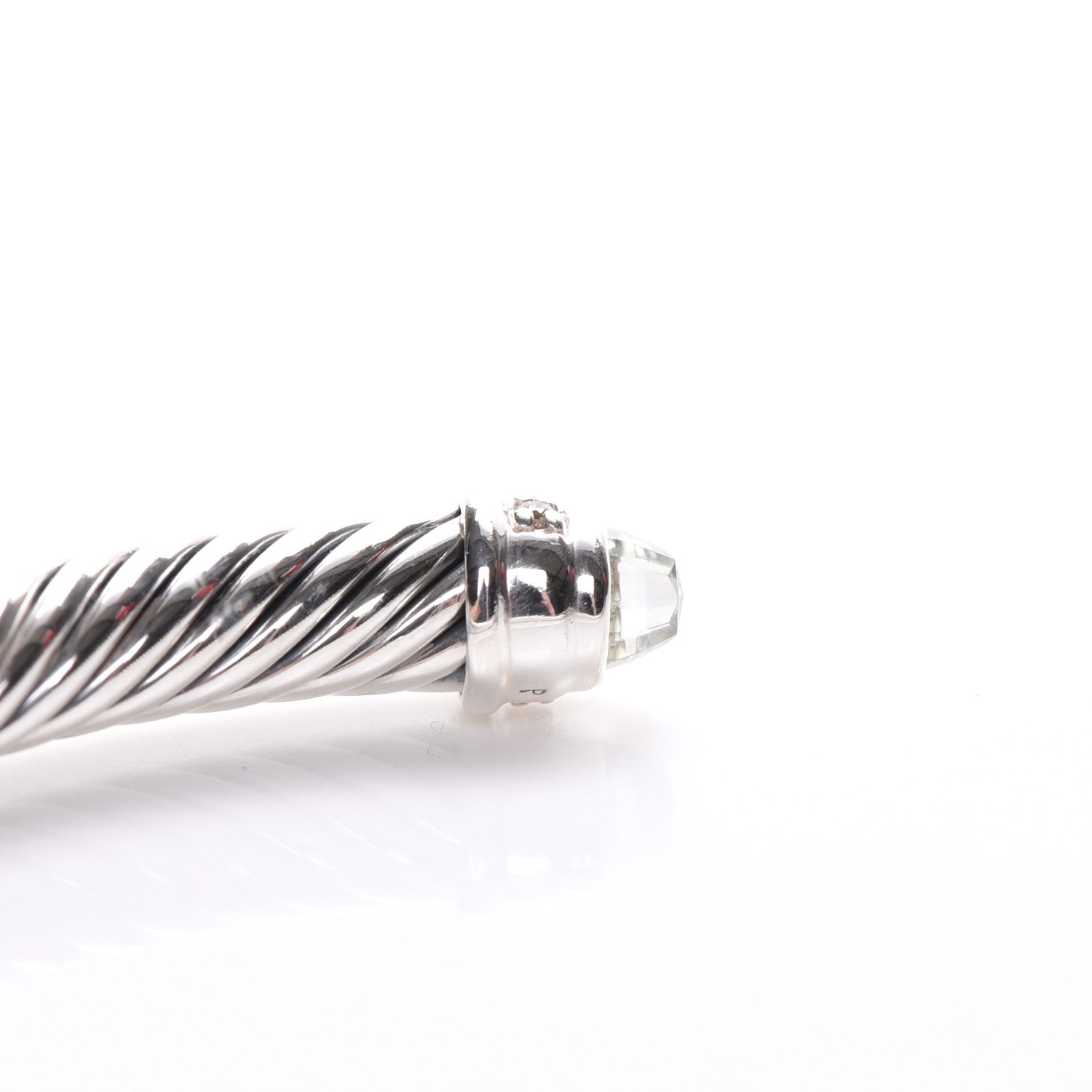 David Yurman Sterling Silver Diamond Prasiolite 5mm Cable Classics Bracelet 4 of 5