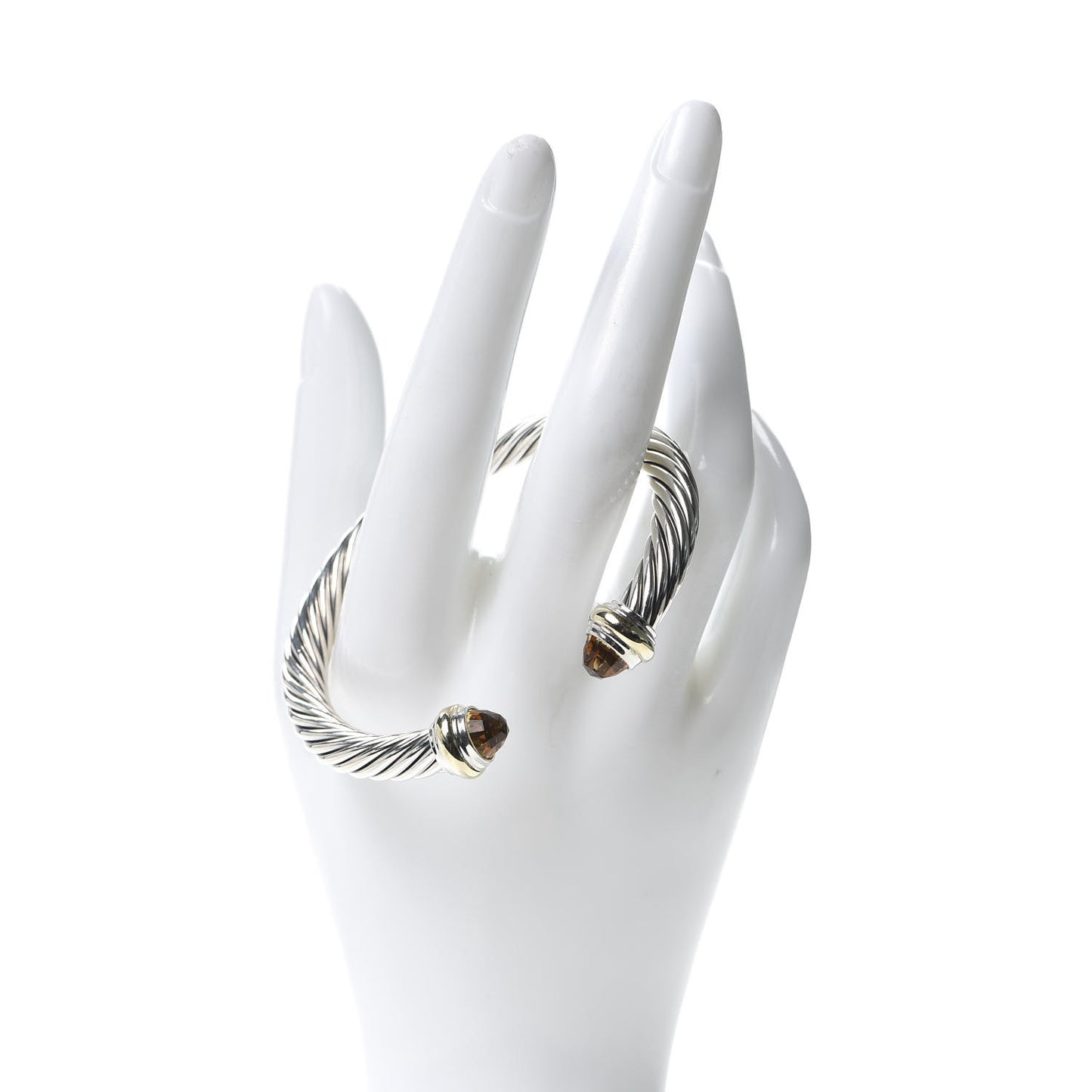 Sterling Silver 14K Yellow Gold Citrine 7mm Cable Classics Bracelet