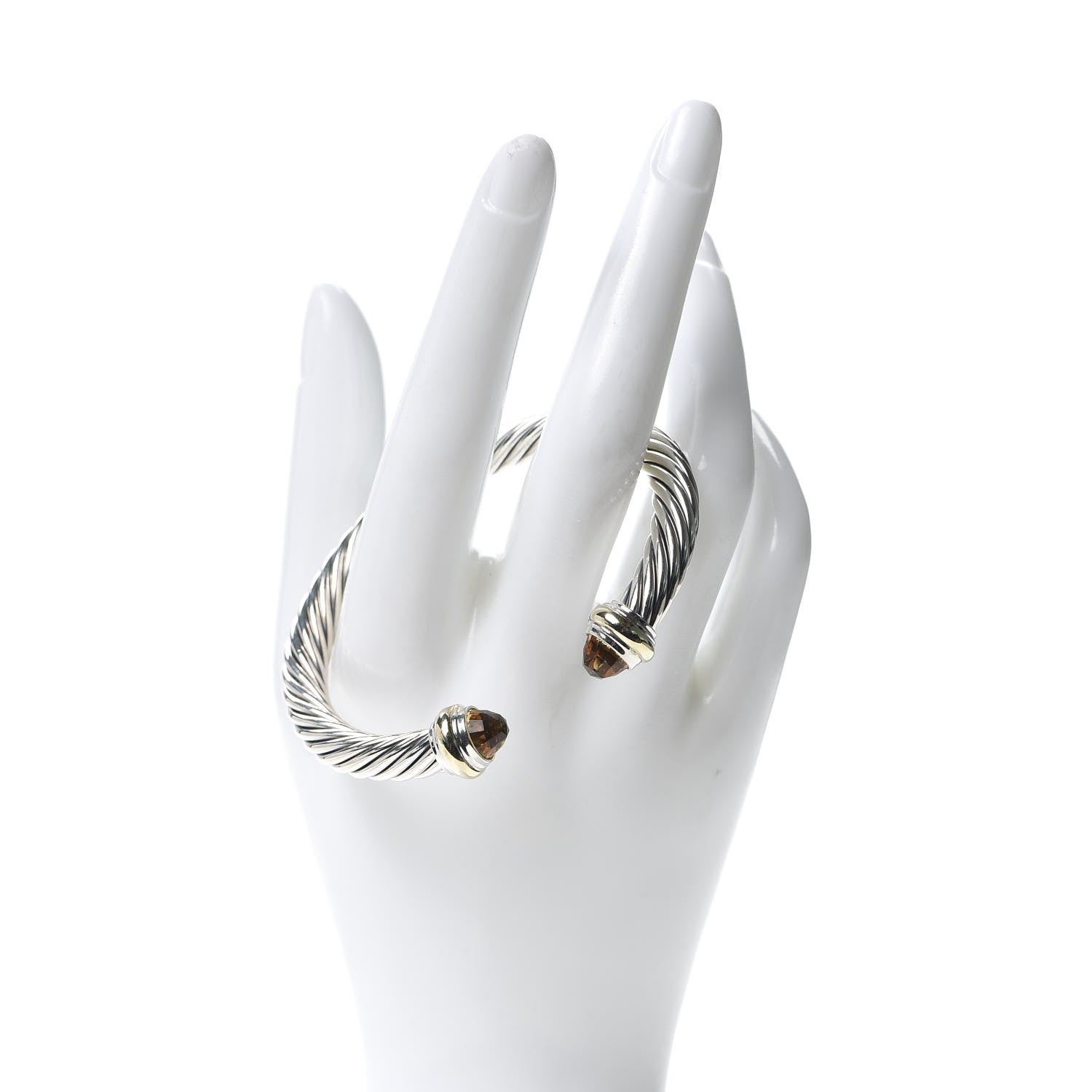 David Yurman Sterling Silver 14K Yellow Gold Citrine 7mm Cable Classics Bracelet 2 of 4
