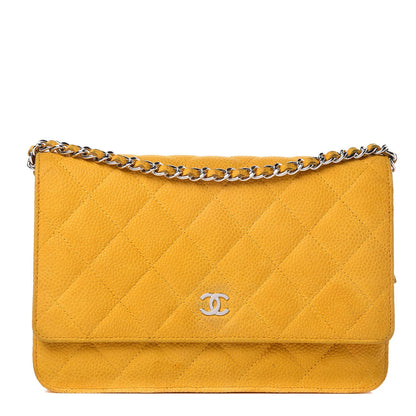 Chanel Iridescent Caviar Quilted Wallet on Chain WOC Yellow 1 of 16