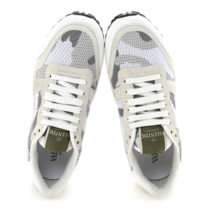 Valentino Garavani Mesh Suede Camouflage Rockrunner Sneakers 35 White Grey 2 of 10